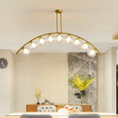 GobekUsa Modern Gold Metal Pendant Lighting with Glass Spherical Shade - Ideal for Dining Table or Island Ceiling