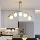 GobekUsa Modern Gold Metal Pendant Lighting with Glass Spherical Shade - Ideal for Dining Table or Island Ceiling
