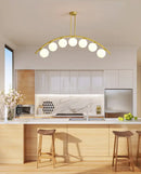 GobekUsa Modern Gold Metal Pendant Lighting with Glass Spherical Shade - Ideal for Dining Table or Island Ceiling