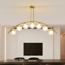 GobekUsa Modern Gold Metal Pendant Lighting with Glass Spherical Shade - Ideal for Dining Table or Island Ceiling