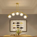 GobekUsa Modern Gold Metal Pendant Lighting with Glass Spherical Shade - Ideal for Dining Table or Island Ceiling