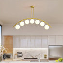 GobekUsa Modern Gold Metal Pendant Lighting with Glass Spherical Shade - Ideal for Dining Table or Island Ceiling