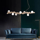 GobekUsa Modern Gold Metal Pendant Lighting with Glass Spherical Shade - Ideal for Dining Table or Island Ceiling