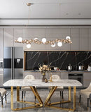 GobekUsa Modern Gold Metal Pendant Lighting with Glass Spherical Shade - Ideal for Dining Table or Island Ceiling