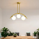 GobekUsa Modern Gold Metal Pendant Lighting with Glass Spherical Shade - Ideal for Dining Table or Island Ceiling