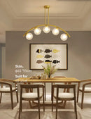 GobekUsa Modern Gold Metal Pendant Lighting with Glass Spherical Shade - Ideal for Dining Table or Island Ceiling
