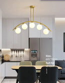 GobekUsa Modern Gold Metal Pendant Lighting with Glass Spherical Shade - Ideal for Dining Table or Island Ceiling