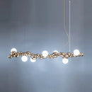 GobekUsa Modern Gold Metal Pendant Lighting with Glass Spherical Shade - Ideal for Dining Table or Island Ceiling
