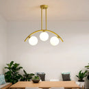 GobekUsa Modern Gold Metal Pendant Lighting with Glass Spherical Shade - Ideal for Dining Table or Island Ceiling