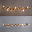GobekUsa Modern Gold Metal Pendant Lighting with Glass Spherical Shade - Ideal for Dining Table or Island Ceiling