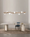 GobekUsa Modern Gold Metal Pendant Lighting with Glass Spherical Shade - Ideal for Dining Table or Island Ceiling