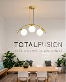 GobekUsa Modern Gold Metal Pendant Lighting with Glass Spherical Shade - Ideal for Dining Table or Island Ceiling
