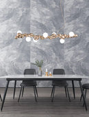 GobekUsa Modern Gold Metal Pendant Lighting with Glass Spherical Shade - Ideal for Dining Table or Island Ceiling
