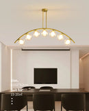 GobekUsa Modern Gold Metal Pendant Lighting with Glass Spherical Shade - Ideal for Dining Table or Island Ceiling