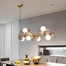 GobekUsa Gold Metal G9 LED Pendant Chandelier with Acrylic Flower Decor