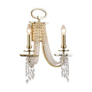 GobekUsa Modern Gold Metal Candle Wall Sconce with Crystal Tassel - Luxurious 2-Head Wall Light