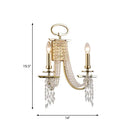 GobekUsa Modern Gold Metal Candle Wall Sconce with Crystal Tassel - Luxurious 2-Head Wall Light