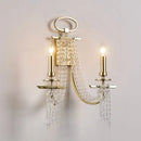 GobekUsa Modern Gold Metal Candle Wall Sconce with Crystal Tassel - Luxurious 2-Head Wall Light