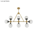 GobekUsa Modern Gold Metal Chandelier with 8 Globe Shades - Restaurant Island Lighting