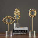 GobekUsa Golden Metal Eyes Magnifying Glass with Crystal Glass Base - Modern Home Decoration