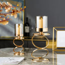 GobekUsa Gold Metal Frame Glass Candle Holder - Wedding Centerpieces & Home Decor