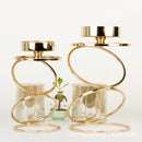 GobekUsa Gold Metal Frame Glass Candle Holder - Wedding Centerpieces & Home Decor