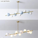 GobekUsa Contemporary Gold Metal Island Pendant Light with Glass Sphere for Dining Table