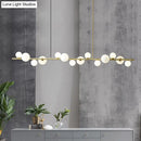 GobekUsa Contemporary Gold Metal Island Pendant Light with Glass Sphere for Dining Table