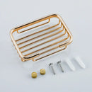 Modern gold metal glass soap dish bathroom wall mounted basket by Decorbites