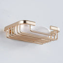 Modern gold metal glass soap dish bathroom wall mounted basket by Decorbites