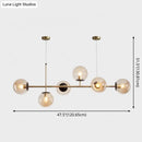 GobekUsa Modern Gold Metal Island Pendant Lighting with 6 Lights and Spherical Glass for Dining Table