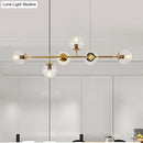 GobekUsa Modern Gold Metal Island Pendant Lighting with 6 Lights and Spherical Glass for Dining Table