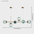 GobekUsa Modern Gold Metal Island Pendant Lighting with 6 Lights and Spherical Glass for Dining Table