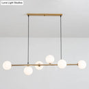 GobekUsa Modern Gold Metal Island Pendant Lighting with 6 Lights and Spherical Glass for Dining Table