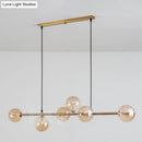 GobekUsa Modern Gold Metal Island Pendant Lighting with 6 Lights and Spherical Glass for Dining Table