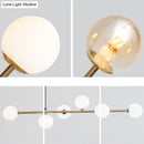 GobekUsa Modern Gold Metal Island Pendant Lighting with 6 Lights and Spherical Glass for Dining Table
