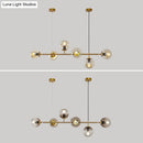 GobekUsa Modern Gold Metal Island Pendant Lighting with 6 Lights and Spherical Glass for Dining Table