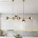 GobekUsa Modern Gold Metal Island Pendant Lighting with 6 Lights and Spherical Glass for Dining Table