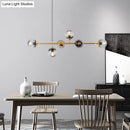 GobekUsa Modern Gold Metal Island Pendant Lighting with 6 Lights and Spherical Glass for Dining Table