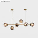 GobekUsa Modern Gold Metal Island Pendant Lighting with 6 Lights and Spherical Glass for Dining Table