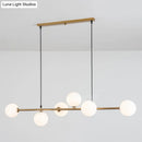 GobekUsa Modern Gold Metal Island Pendant Lighting with 6 Lights and Spherical Glass for Dining Table