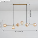GobekUsa Modern Gold Metal Island Pendant Lighting with 6 Lights and Spherical Glass for Dining Table