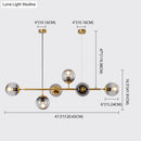 GobekUsa Modern Gold Metal Island Pendant Lighting with 6 Lights and Spherical Glass for Dining Table