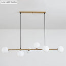 GobekUsa Modern Gold Metal Island Pendant Lighting with 6 Lights and Spherical Glass for Dining Table