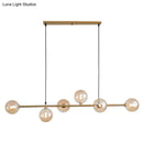 GobekUsa Modern Gold Metal Island Pendant Lighting with 6 Lights and Spherical Glass for Dining Table
