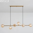 GobekUsa Modern Gold Metal Island Pendant Lighting with 6 Lights and Spherical Glass for Dining Table