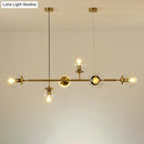 GobekUsa Modern Gold Metal Island Pendant Lighting with 6 Lights and Spherical Glass for Dining Table