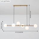 GobekUsa Modern Gold Metal Island Pendant Lighting with 6 Lights and Spherical Glass for Dining Table