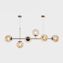 GobekUsa Modern Gold Metal Island Pendant Lighting with 6 Lights and Spherical Glass for Dining Table