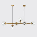 GobekUsa Modern Gold Metal Island Pendant Lighting with 6 Lights and Spherical Glass for Dining Table
